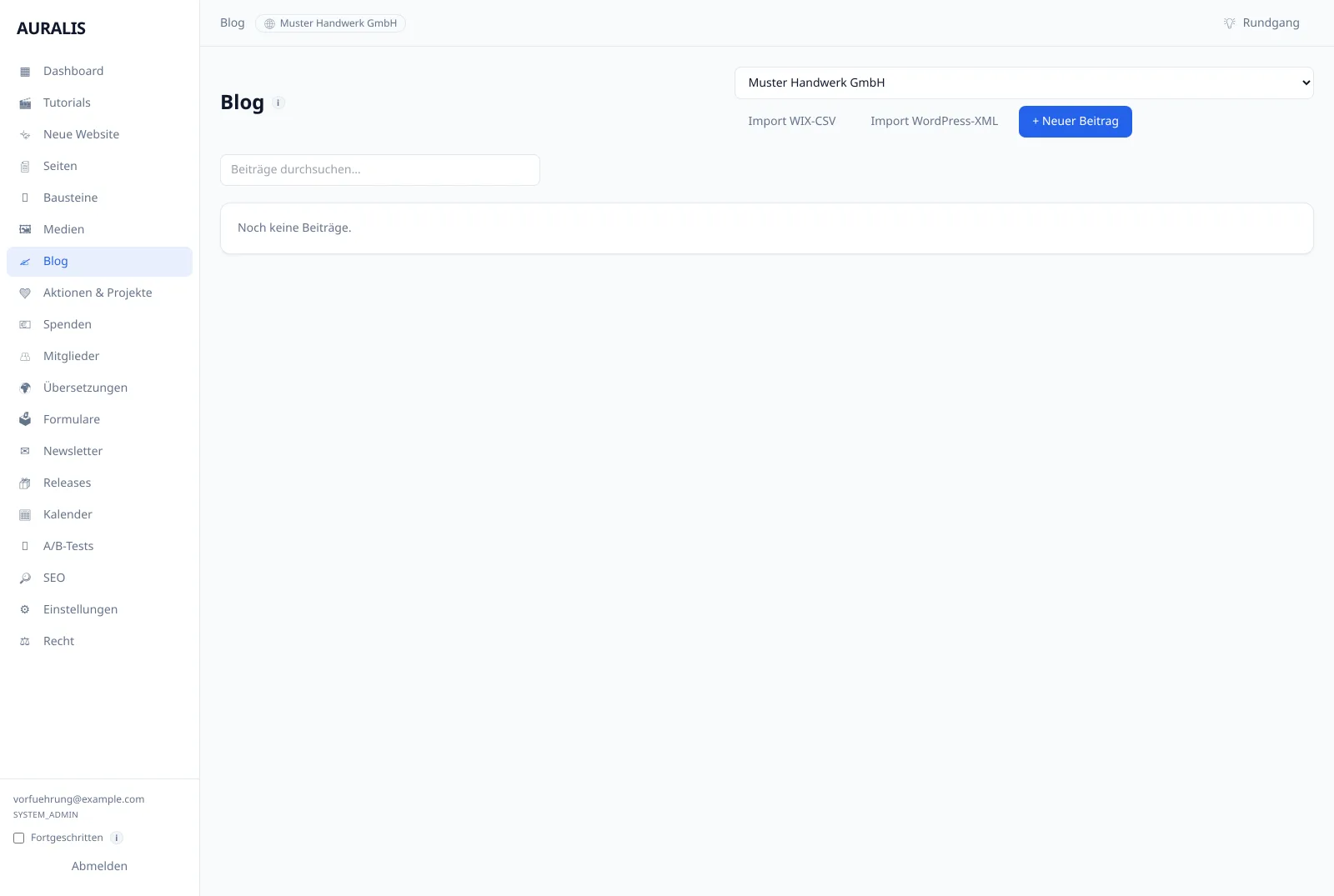 Beiträge müssen nicht abgetippt werden: Es gibt eine Übernahme aus WIX und aus WordPress.